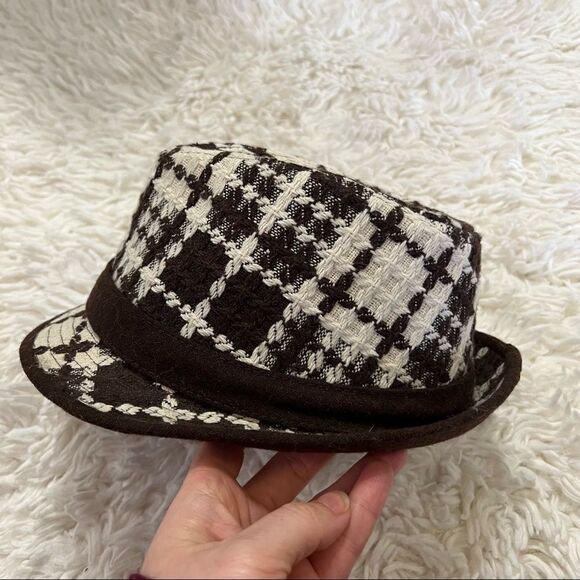 Scala Pronto brown and white fedora hat with bow NWOT - Picture 6 of 9